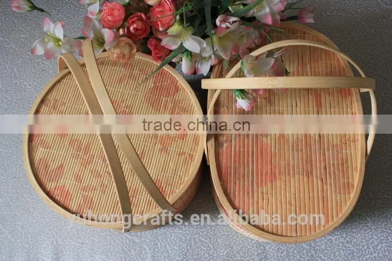 Environmental bamboo basket with handle