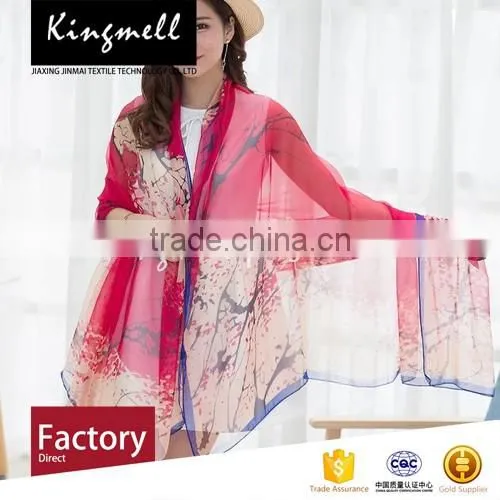 Custom Red Digital Printed Silk Chiffon Shawl Hot Sale Shawl