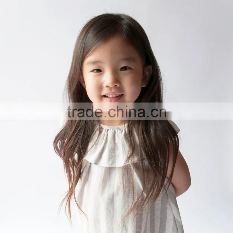 2017 New fashion baby boutique clothes western style dress stripe cape collar children girl linen dress