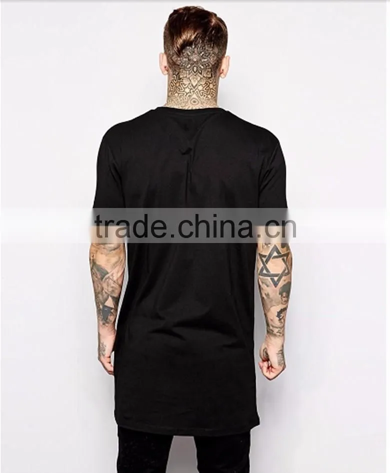 New Fashion 100% Cotton Hip Hop Men's Longline T SHIRT Short Sleeve Men T-SHIRT Tall tshirt New Arrival Mens TOP TEE SHIRTS