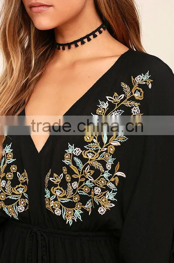 2017 new design Summer slim chiffon dress Printed V Neck Summer Chiffon Dress