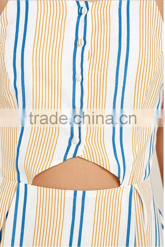 New Fashion Striped Simple Skater Dress Summer beach cut out fluent stripe casual skater dress