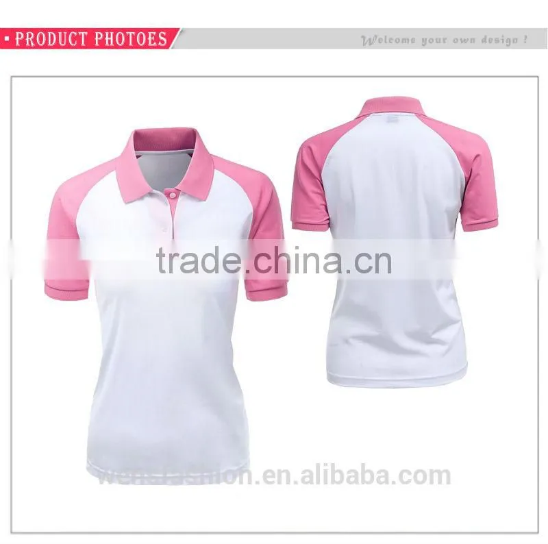 Fancy Girls 100% Cotton Custom color combination polo shirt wholesale