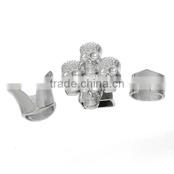 Hook Clasps For Leather Rope Bracelet Skull Halloween Silver Tone 25mm x20mm 17mm x15mm 12mm x9mm