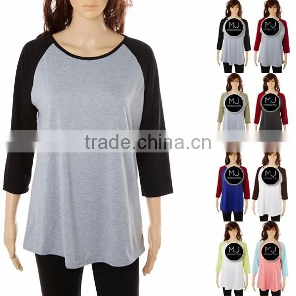 Wholesale 3/4 sleeve unisex raglan shirts
