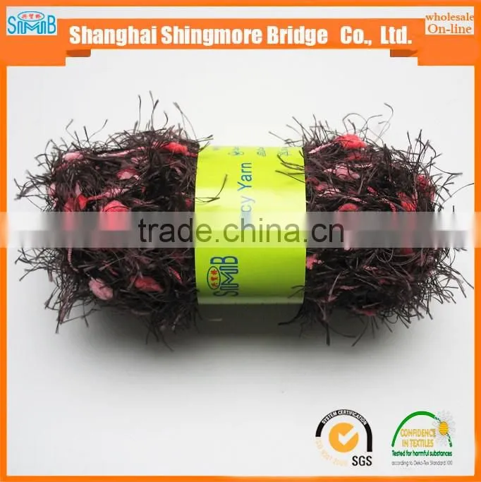 Online shopping first choice feather pompom yarn from China feather pompom twisted yarn factory in a low price