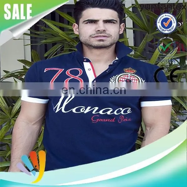 2017 latest new fashion custom emb blue polo shirt