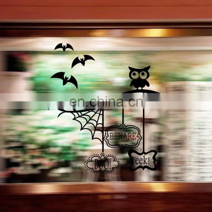 Halloween Theme Owl and Bat Evil Window/Wall Sticker Halloween Decoration Home Decoration