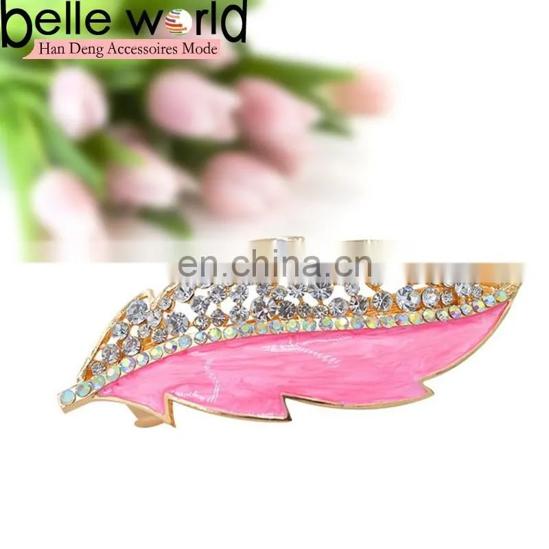 Elegant Leaf Shape Zinc Alloy Rhinestone Hair Barrette Clips