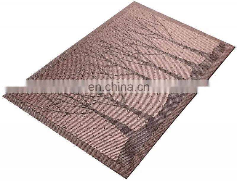 Reversible Golden Brown Color Vinyl Woven Tree Dinner Table Placemat Winter Set
