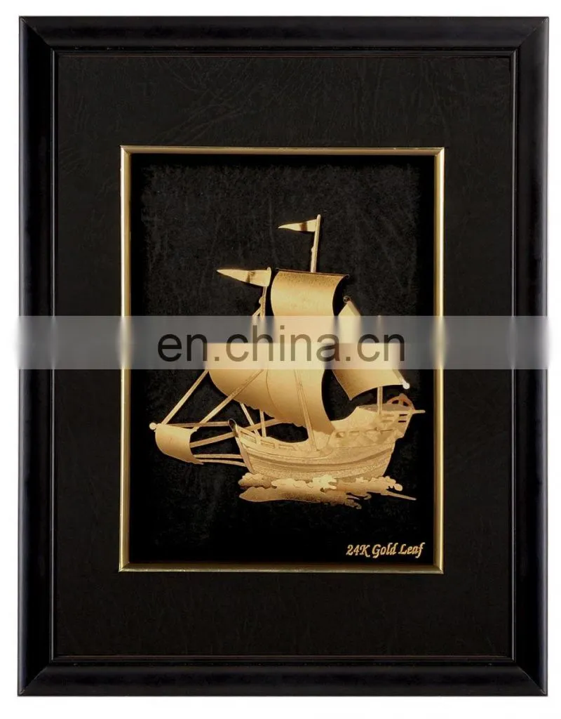 Fashion Gold Frame With Ship Model Gold Foil Picture With High Quality in a Nice Box