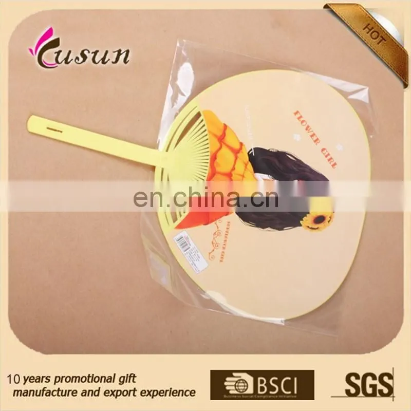 Most popular hand fan with long handle colorful pp plastic hand fan for promotional
