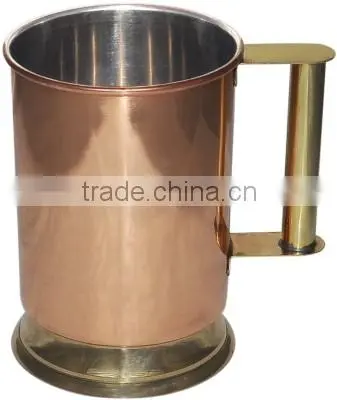 Hammered Copper Lemon Water Cup With Brass Handle, Copper Moscow Mule Mug