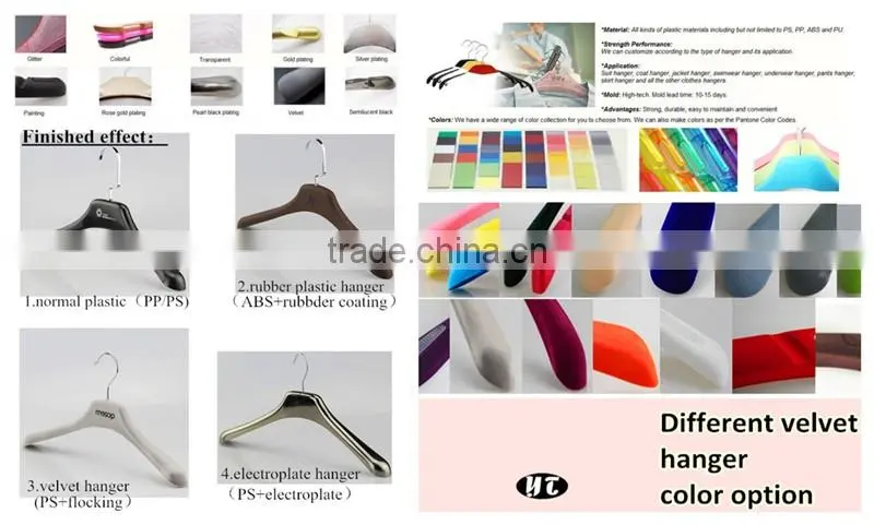 YY0447 hot selling thin velvet shirt hanger red t shirts plastic hanger for clothes