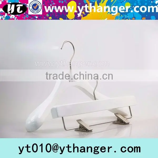 YY0510 luxury brands white clothes hanger wooden clips pants hanger