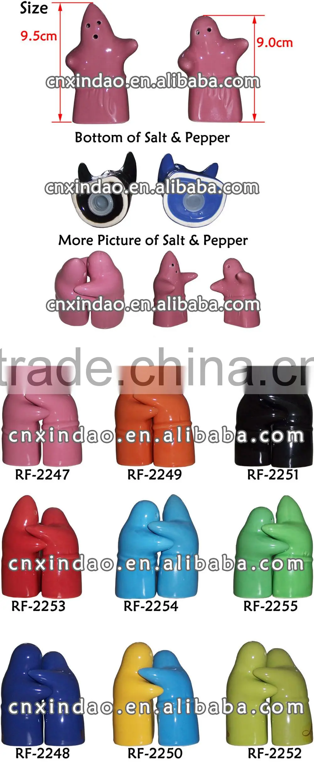 Beautiful Colored Personalized Porcelain Salt and Pepper Set Wholesale for Tableware Made in Zibo