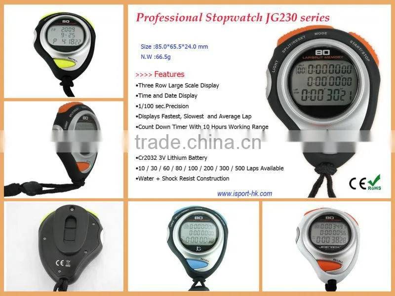 Multifunction Countdown Pacer Waterproof 100 lap Memory Racing stopwatch