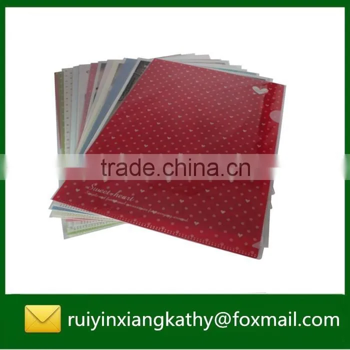 Waterproof PP kids stationery cute printing L shape folder