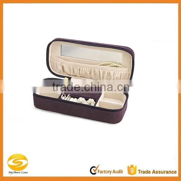 custom make faux leather small travel jewelry case, jewelry boxes with key lock,custom jewelry boxes packaging case with mirror