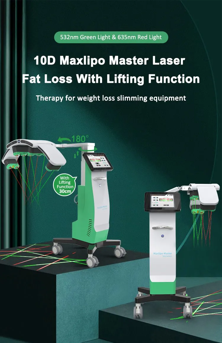 Top Sales 532nm Green Light 635 Red Light Therapy Laser Machine10d Maxlipo Master System Lipolaser for Body Shape Slimming
