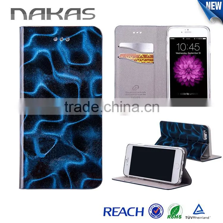 3D pattern wallet case style PU leather smartphone case for iphone 6