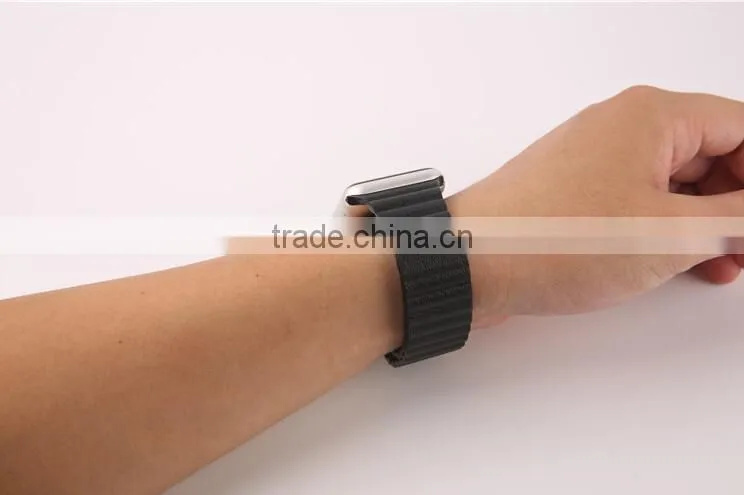 Genuine leather Loop For Apple Watch strap 42mm 38mm With Metal Adapter Adjustable Magnetic