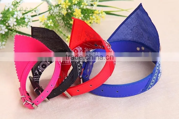 Small PU pet dog collar printed triangle towel hot style pet products manufacturer wholesale