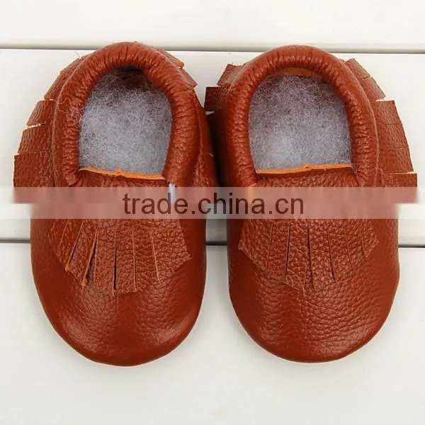 2016 Fashion Style Tassel Leather Shoes Full Cowhide Infant Baby Shoes Newborn Soft Bottom Prewalkers