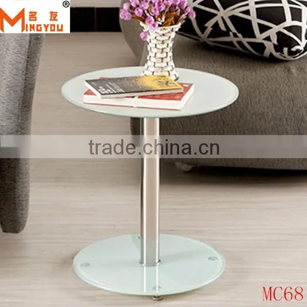 Living room glass top iron end table furniture