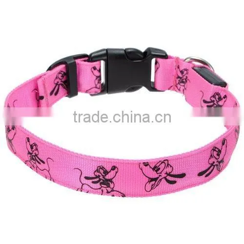 5 Color LED Flashing Dog Pet Collar Adjustable Nolon Patterned Neck Strap Buckle