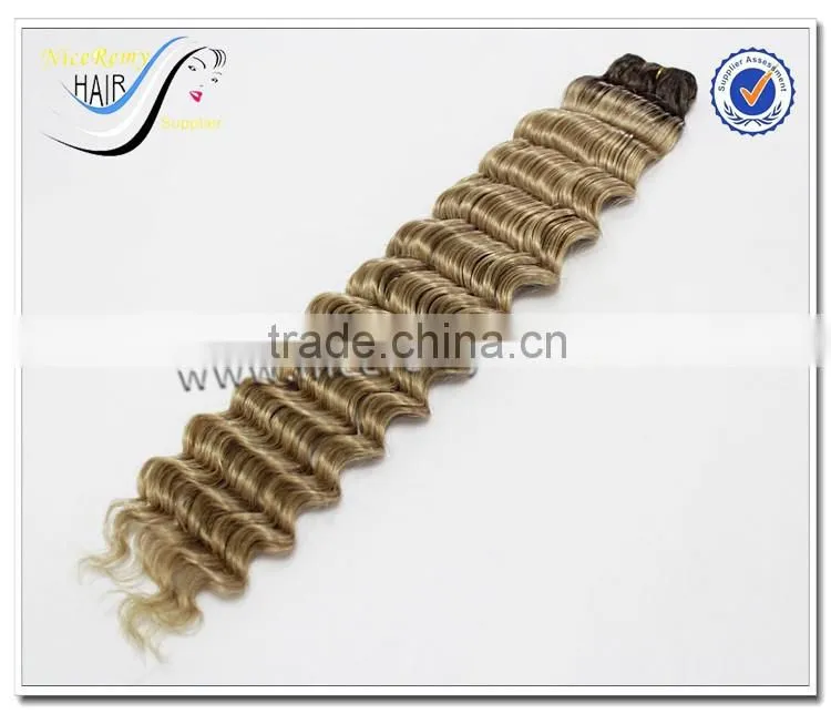 Wholesale top quality brazilian deep curly ombre hair weave 100% virgin human hair