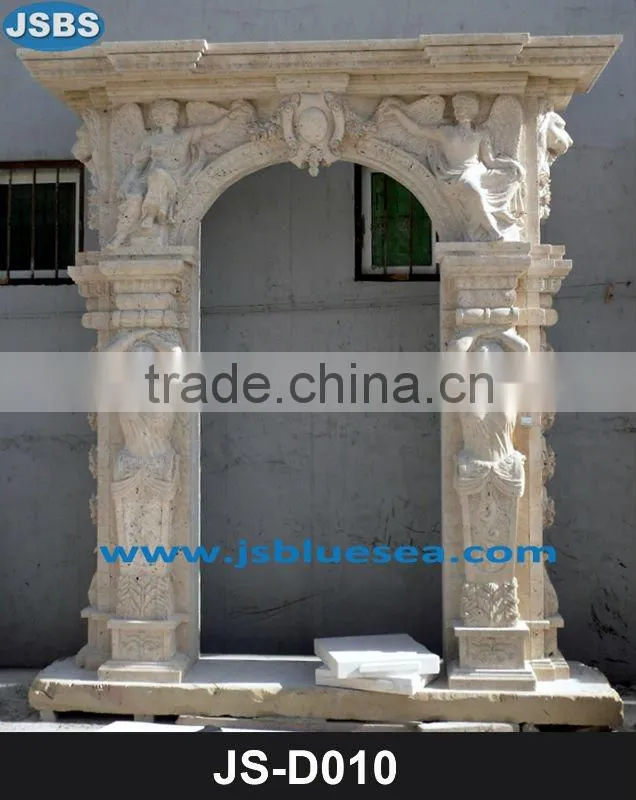 Carving marble door entrance with girl statue