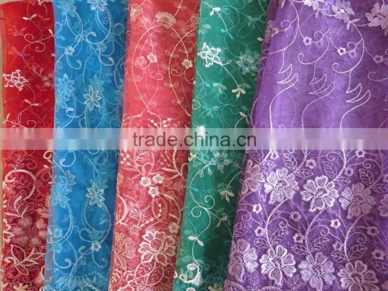 2015 new design embroidered lace fabric for wholesale