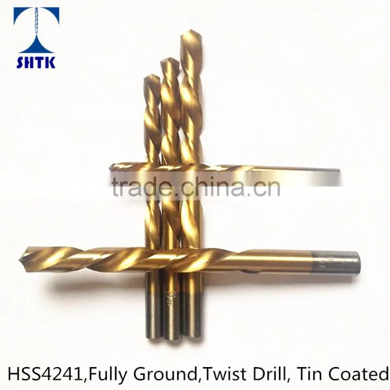 Drill bit, factory sales directly, HSS 4241 Fully Ground Twist Drill Bit, Titanium Coated