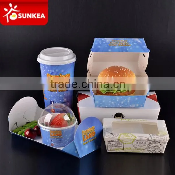 Paper clamshell box for burger