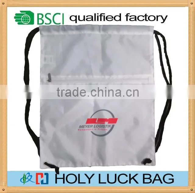 Reusable polyester drawstring backpack bag