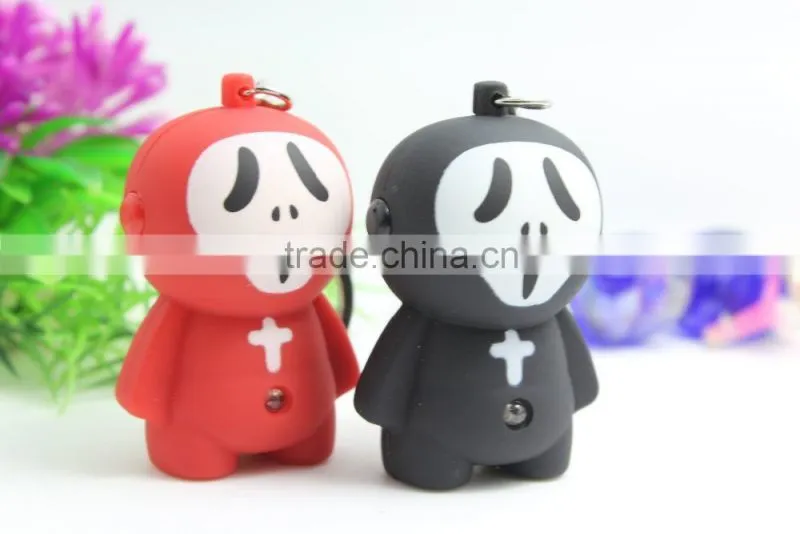Custom plastic skull Led light Keychain