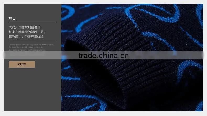 2016 new design v -neck patterned fashion man sweater geometrical design trendy