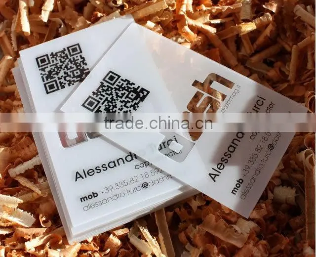 thick transparent white printed business card with QR code(M-PC010)