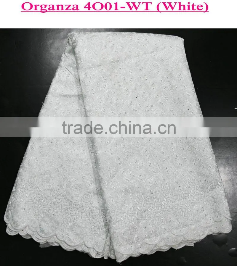 2015 New arrival embroidery organza lace fabric africa organza lace wedding dress