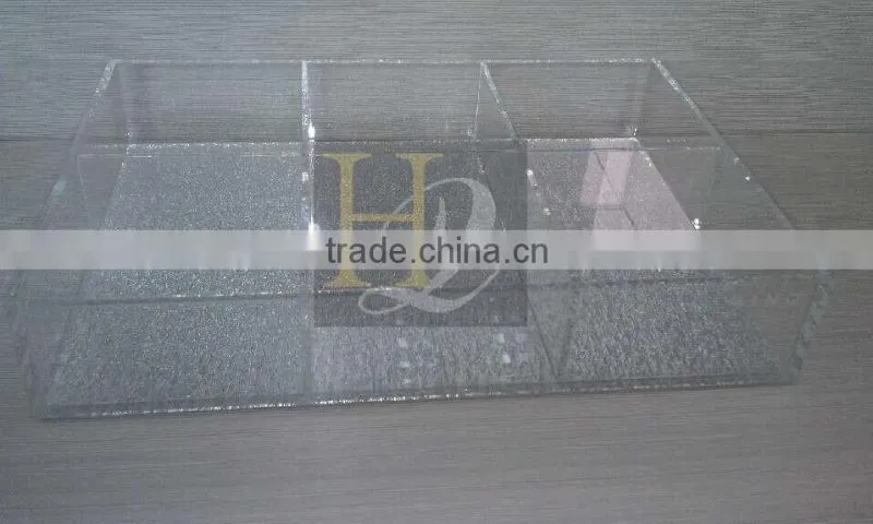 Acrylic tray with divider, acrylic restaurent serving tray, acrylic tray clear