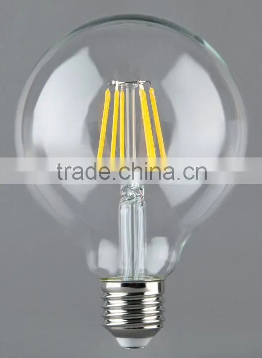 Led filament bulb full glass EMC LVD G95 filament lamp 6W