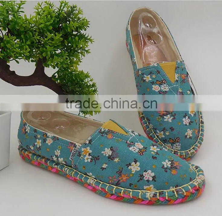 factory price rope jute sole flat espadrillas,high quality canvas espadrilles