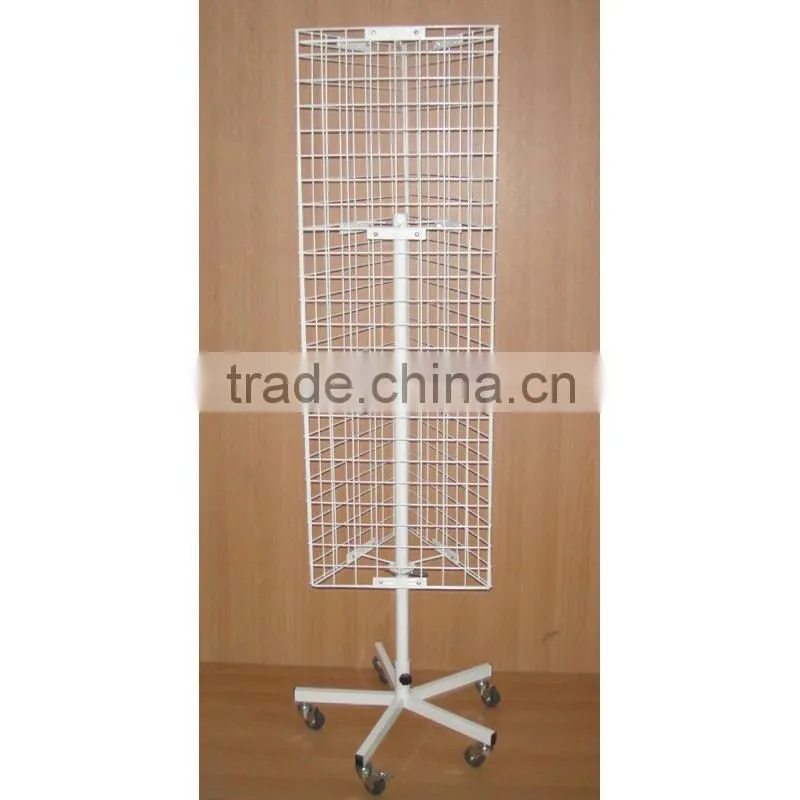 3 sides floor spinning grid wire rack display for promotion purpose