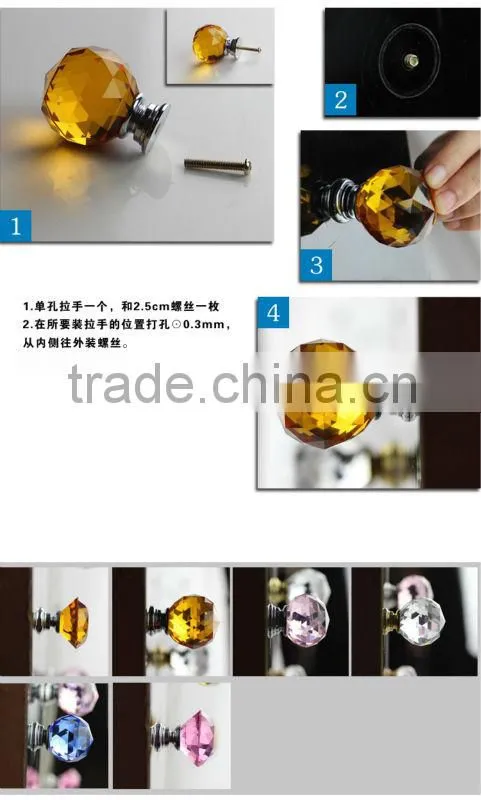 Diamond Insert Crystal Glass Cabinet Knobs Drawer Pull Furniture Handle