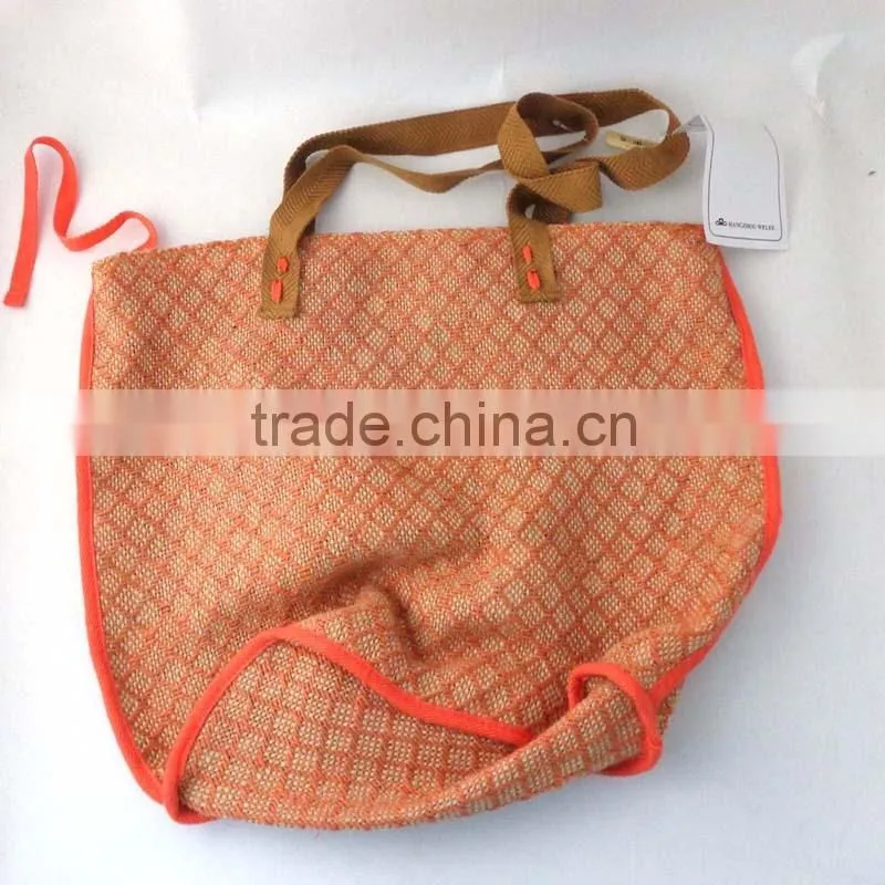 WLLDW-1161 100% Straw checked fashion girls laptop leisure bags