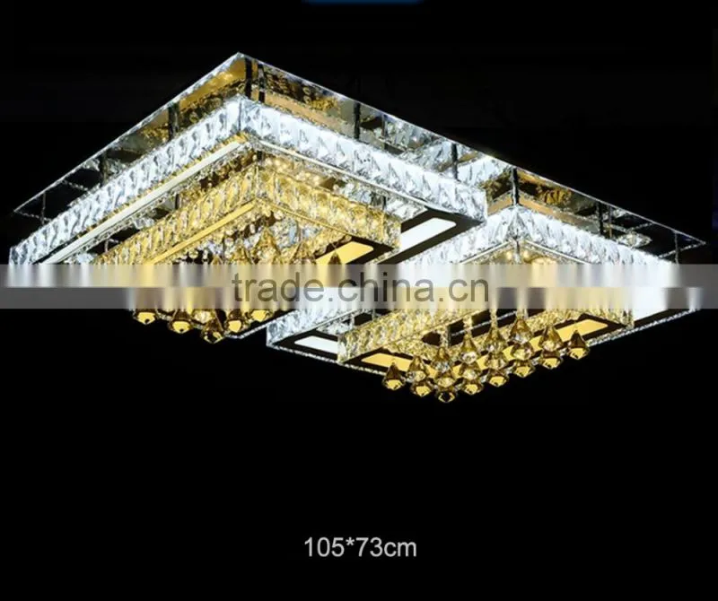 Modern Crystal Ceiling Lights K9 Crystal Steel Body Square Modern Crystal Chandelier