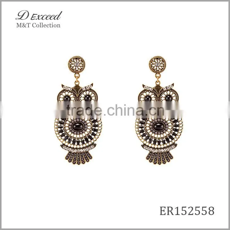 Wholesale Trendy Designs Women's Vintage Bohemian Earrings Owl Gold/Silver Plating Drop Earrings Jewelry
