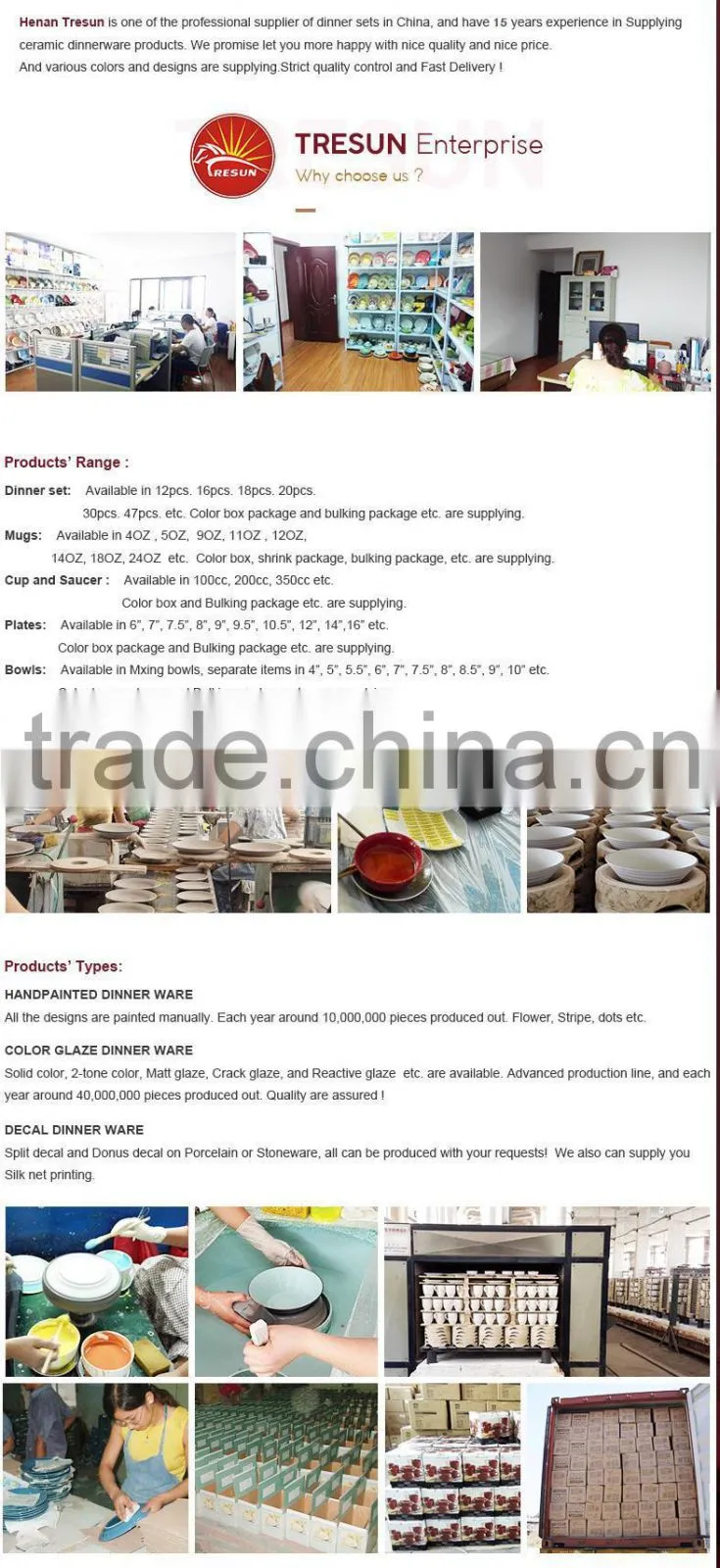 hot design 30pcs hanpainted ceramic dinnerset made in China