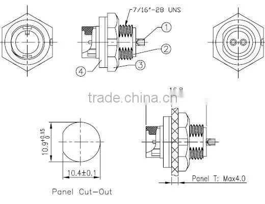 Mini series lock bayonet type 6 pins rear panel mount